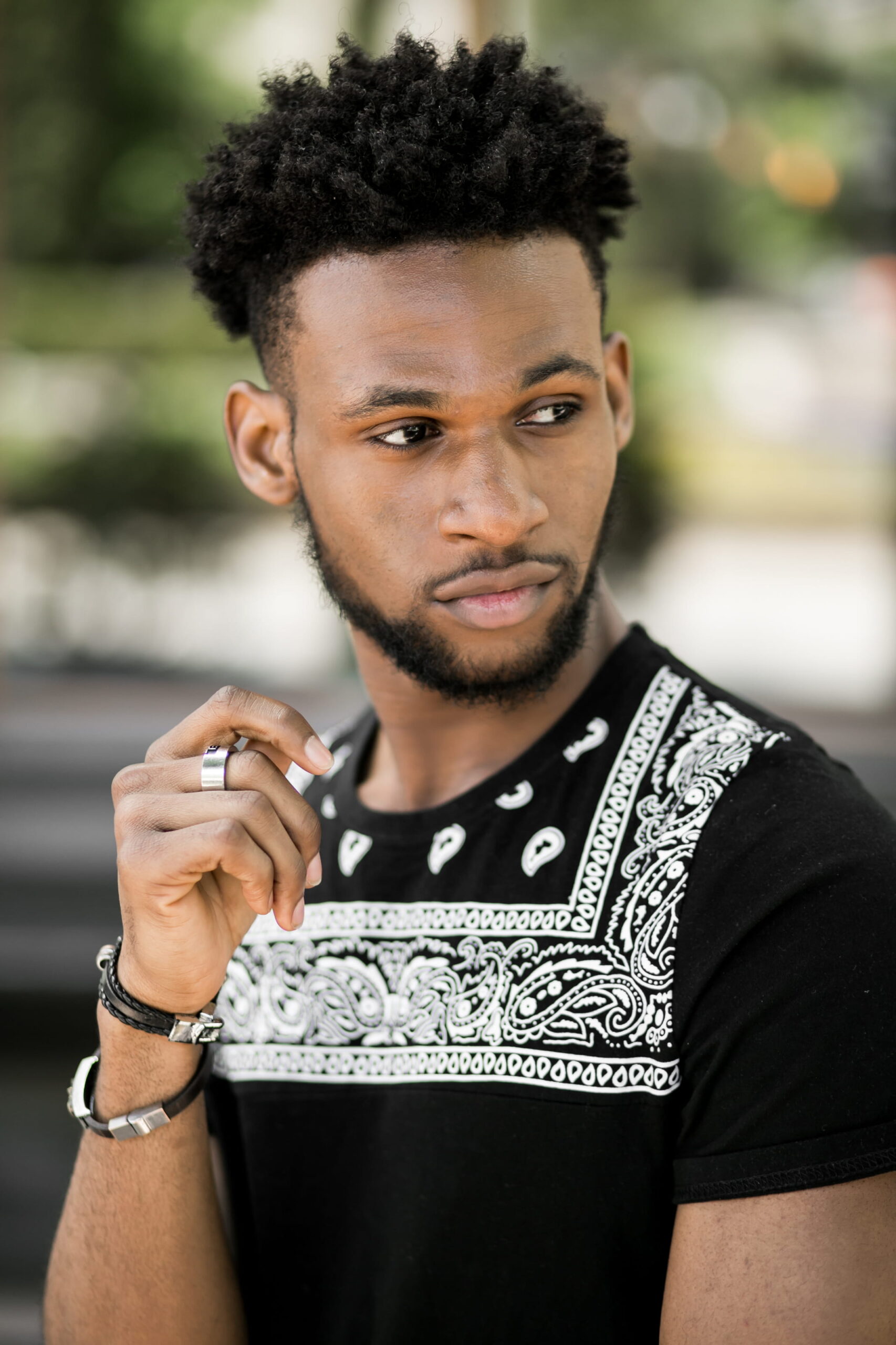 Black african american male with good afro hair.